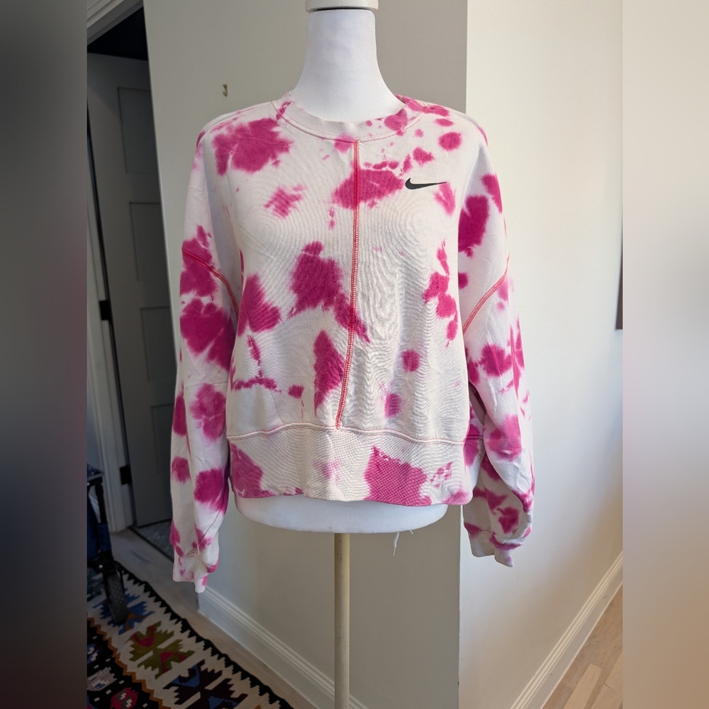 Nike Women's Pink Tie-Dye Sweatshirt